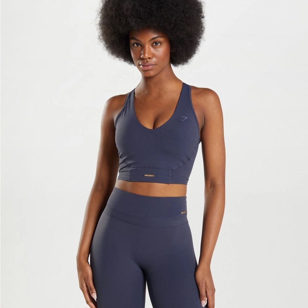 Whitney Simmons gymshark V3 Crop Tank- indigo navy
